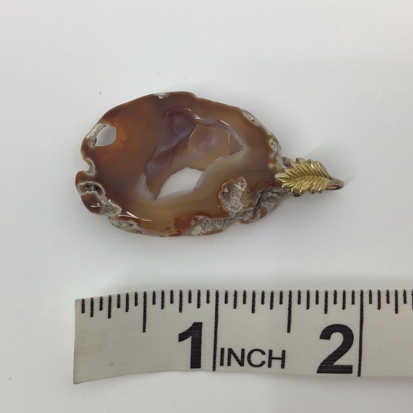2/$25 Vintage Brown Agate Slice Pedant - Picture 16 of 16